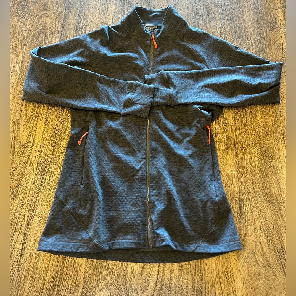 Heathered Navy Lightweight Utility Jacket with Orange Accents
